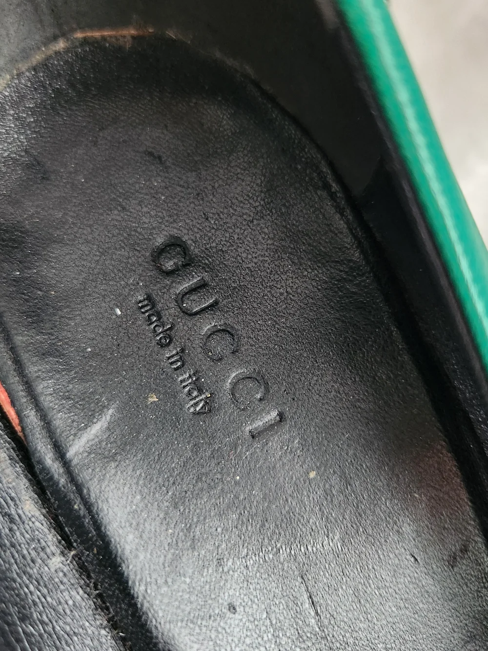 Vintage Gucci Green Leather High Heels Pumps Round Toe Shoes Size 38 US 8 - Picture 4 of 16